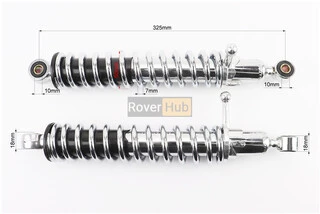 Амортизатор задний 325mm*d50mm (втулка 10mm / втулка 10mm) с рычагом регулир., хром к-кт 2шт
