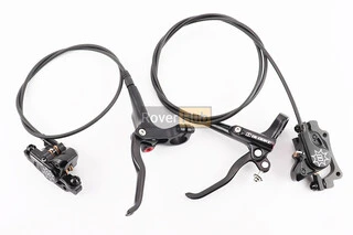 Гальмо Disk-brake гідравлічне переднє (F160/R140мм)+заднє (F180/R160мм), чорні