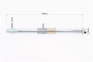 Вісь переднього колеса d12mm; L205mm + гайка