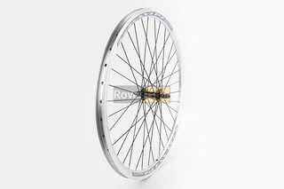 Колесо 26" переднє V-brake, обід "крапля" алюмінієвий, втулка 14Gx36H, сіре кріпл. гайка, "GRAVITY"