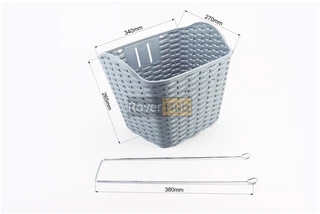 Корзина багажная передняя 26" с крышкой, пластмассовая, серая TH-059