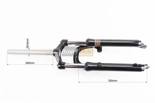 Вилка 24" амортизаційна, без різьби 1-1/8" (28,6мм), шток 260мм, з ходом 70мм, V/Disk-brake, чорна LJ-535