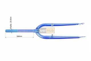 Вилка 24" з різьбою 1" (25,4мм), шток 240мм, V-brake, синя