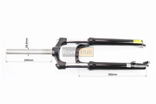 Вилка 26" амортизационная, без резьбы 1-1/8" (28,6мм), шток 240мм, с ходом 100мм, Disk-brake, пружинно-масляная, выносной Lockout,