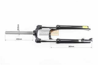 Вилка 26" амортизаційна, без різьби 1-1/8" (28,6мм), шток 255мм, з ходом 100мм, Disk-brake, пружинно-оливна, Lockout, алюмінієва,