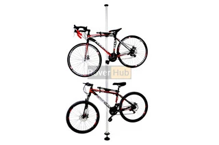 Подставка под 2 велосипеда телескопическая 1,8-3м, регулируемый угол наклона велосипеда, алюминиевая, серая HS-051