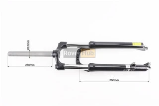 Вилка 26" амортизаційна, без різьби 1-1/8" (28,6мм), шток 260мм, з ходом 100мм, Disk-brake, Preload, алюмінієва, чорна XCE 28