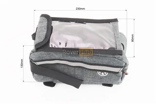 Сумка на раму с отделением для смартфона 220х90х110мм, светоотражающие полосы, крепл. на липучке, серая