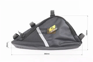 Сумка под раму треугольная 3500х260х200мм, крепл. на липучке, влагозащитная, светоотражающие полосы, чёрная
