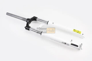 Вилка 27,5" амортизационная, без резьбы 1-1/8" (28,6мм), шток 255мм, с ходом 80мм, Disk-brake, Preload, алюминиевая, белая XCE 28