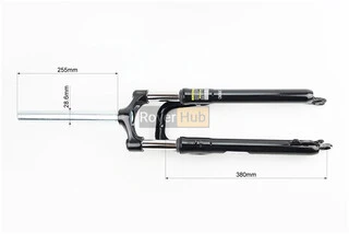 Вилка 27,5" амортизаційна, без різьби 1-1/8" (28,6мм), шток 255мм, з ходом 60мм, Disk-brake, чорна CH-386