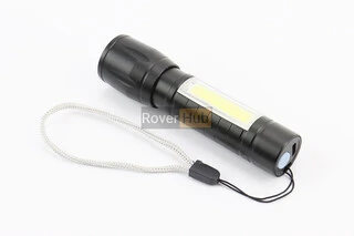 Ліхтар 1+10 діодів ручний (Mini) у пластиковому боксі, алюмінієвий, Li-ion 3.7V 450mAh зарядка від USB, вологозахисний, чорний