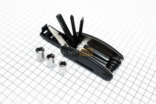 Ключ-набір 13 предметів (шестигранники 2,2.5,3,4,5,6 мм, відкидний спицевий ключ, викрутки пряма та фігурна, головки 8,9,10 мм,