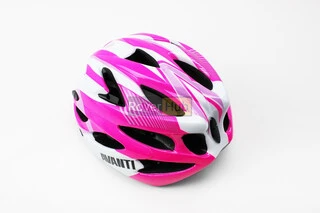 Шолом велосипедний M (54-57 см) знімний козирок, 18 вент. отворів, біло-рожевий AV-01