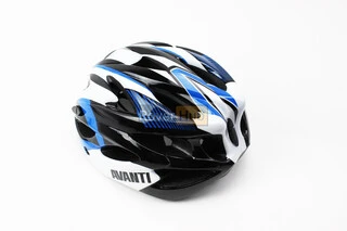 Шолом велосипедний M (54-57 см) знімний козирок, 18 вент. отворів, чорно-біло-синій AV-01