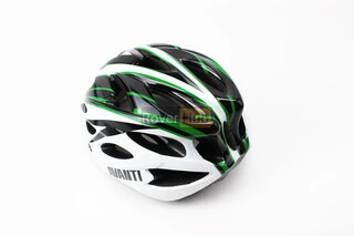Шлем велосипедный M (54-57 см) съёмный козырёк, 18 вент. отверстий, чёрно-бело-зелёный AV-01