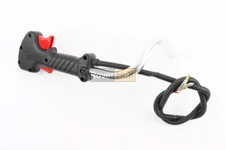 Ручка газа + трос Тип 8, (курок "широкий", с изогнутой трубой, разные цвета)