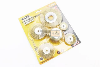 Набір щіток 6шт - торц./диск. зі стрижнем 1/4" D-75//40/50/63/75/100мм з латунованого рифленого дроту 19-9600