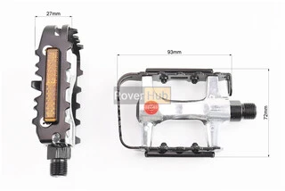 Педали MTB 9/16" (102x62x24mm) алюминиевые, серебристо-чёрные NWL-91K