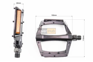 Педали MTB широкие 9/16" (112x109x24mm) алюминиевые, чёрные NWL-221