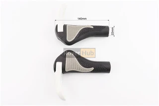 Ручки керма 140мм з затискачем Lock-On, ергономічні з ріжками, чорно-сіро-білі RB-BT1008